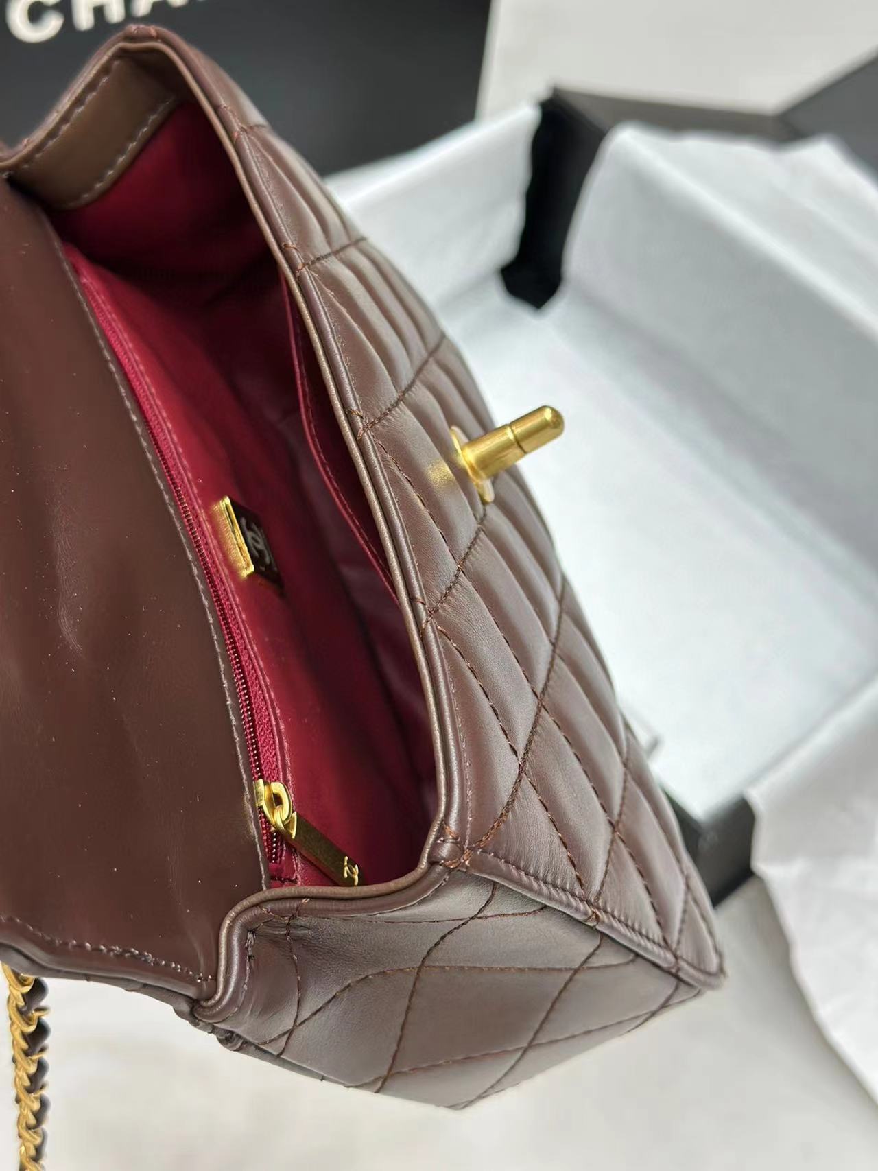 CHANE1 ハンドルフリップチェーン ダブルC ショルダーバッグ【50％割引+送料無料】