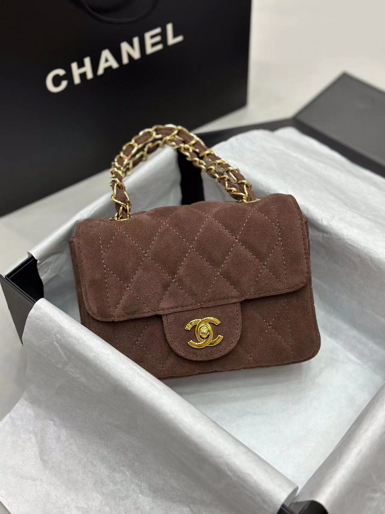 CHANE1 つや消しダブルチェーンハンドバッグ【50％割引+送料無料】