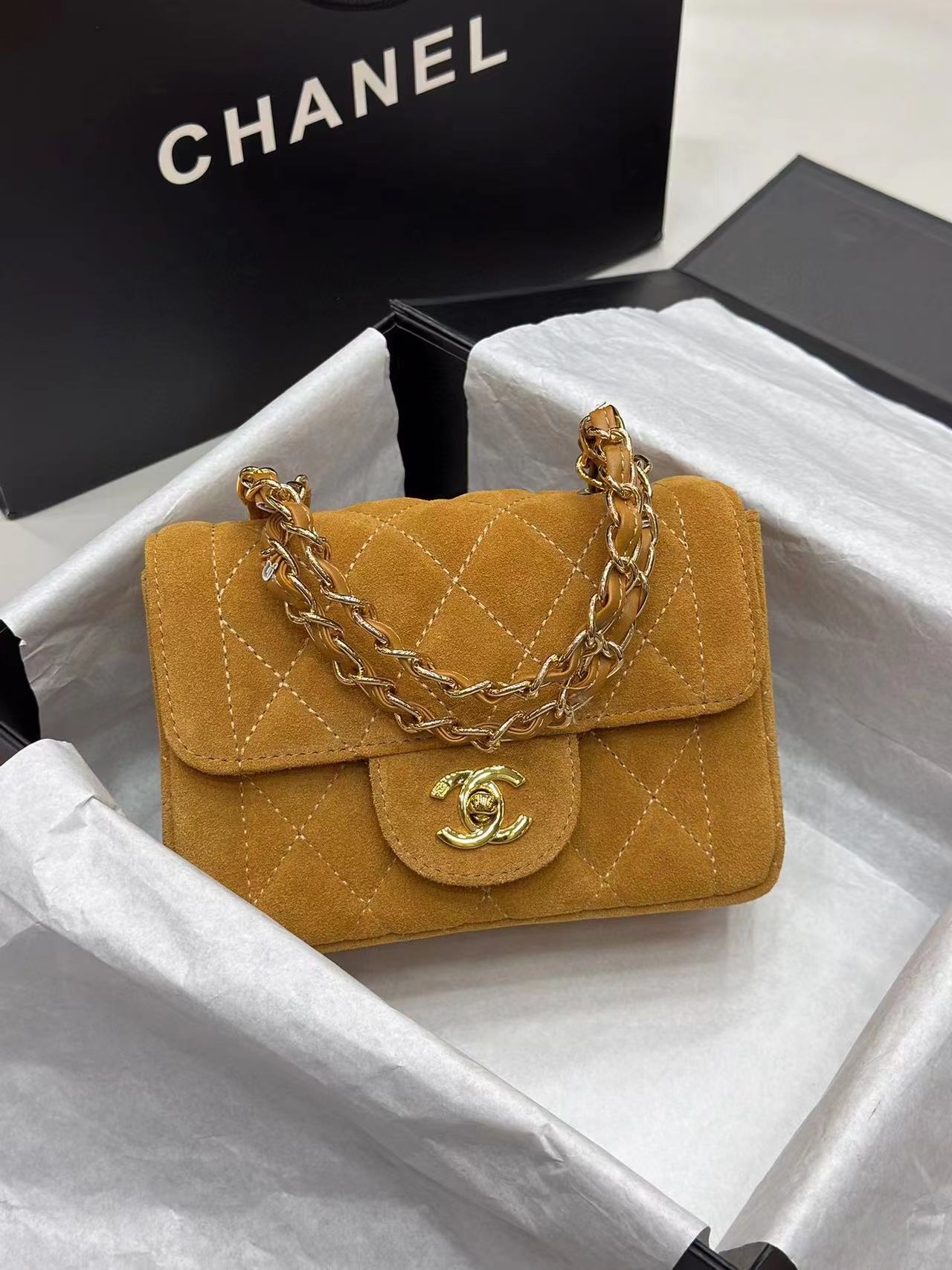 CHANE1 つや消しダブルチェーンハンドバッグ【50%割引+送料無料】