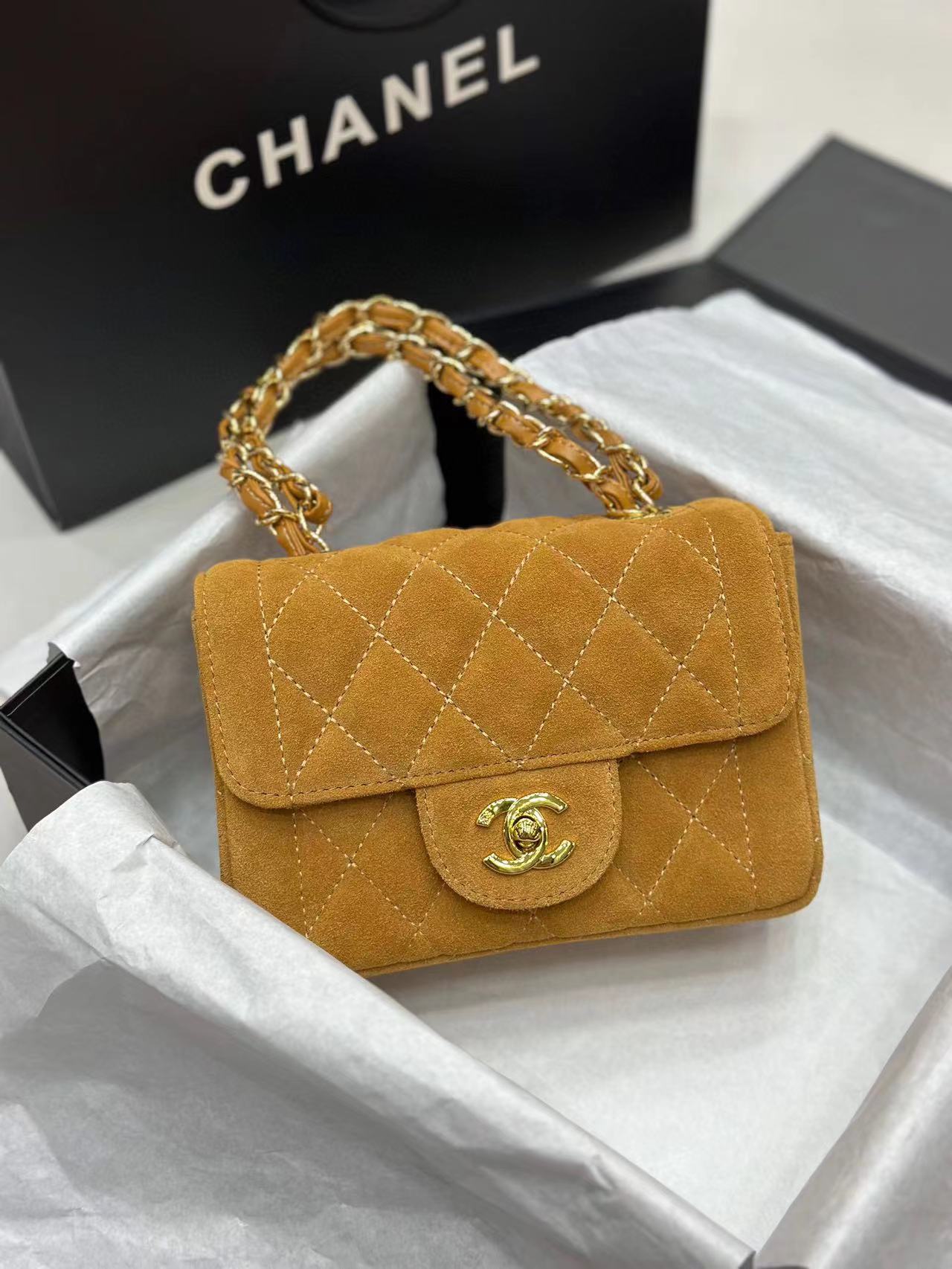 CHANE1 つや消しダブルチェーンハンドバッグ【50%割引+送料無料】