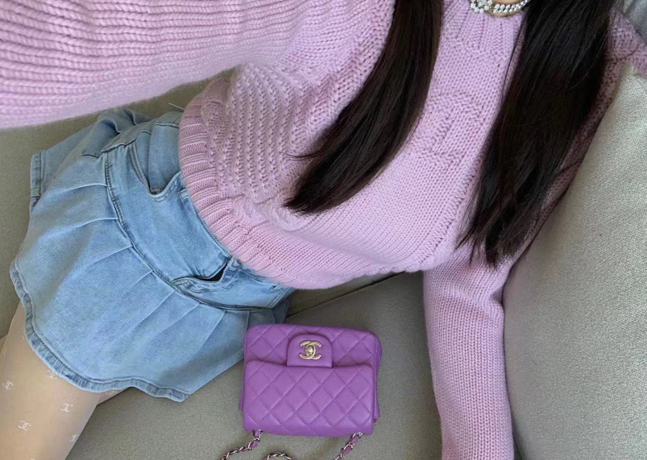 CHANE1 チェーン パープル ショルダー クロスボディバッグ【50％割引+送料無料】