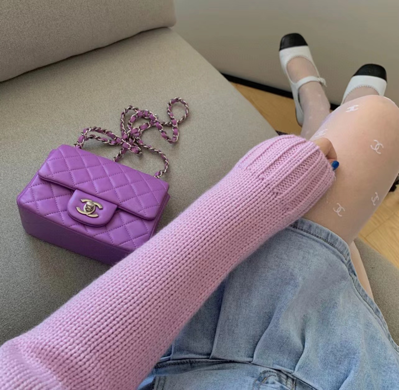 CHANE1 チェーン パープル ショルダー クロスボディバッグ【50％割引+送料無料】