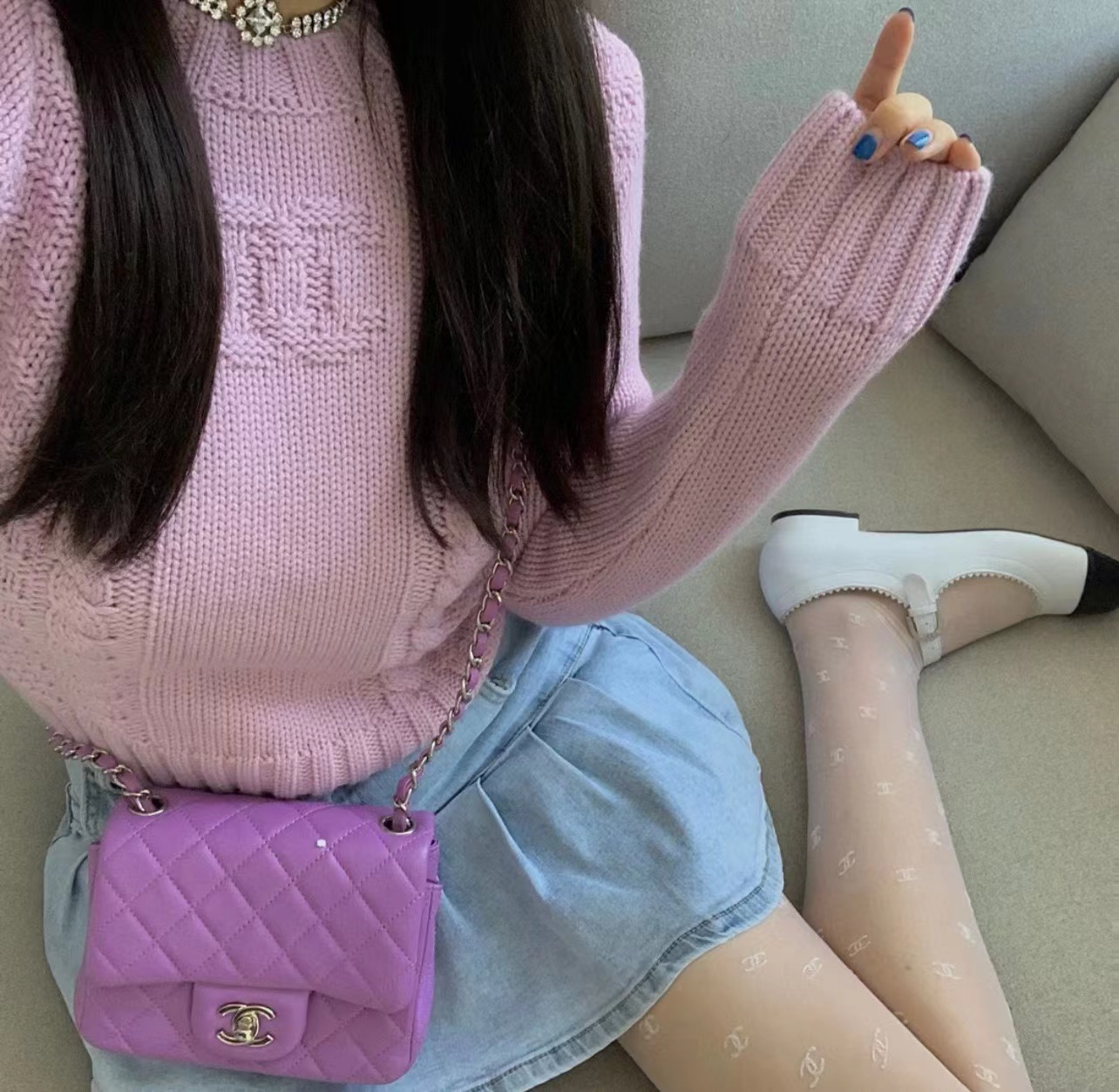 CHANE1 チェーン パープル ショルダー クロスボディバッグ【50％割引+送料無料】