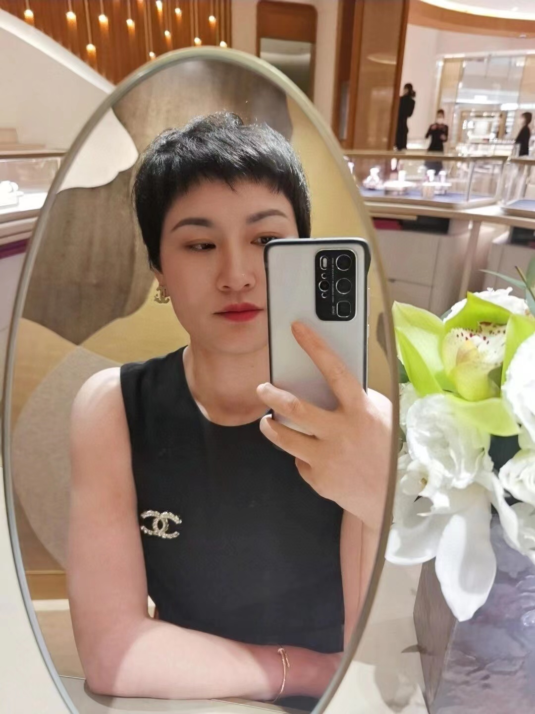 CHANE1 ダイヤモンド ダブルC ブローチ【50％割引+送料無料】