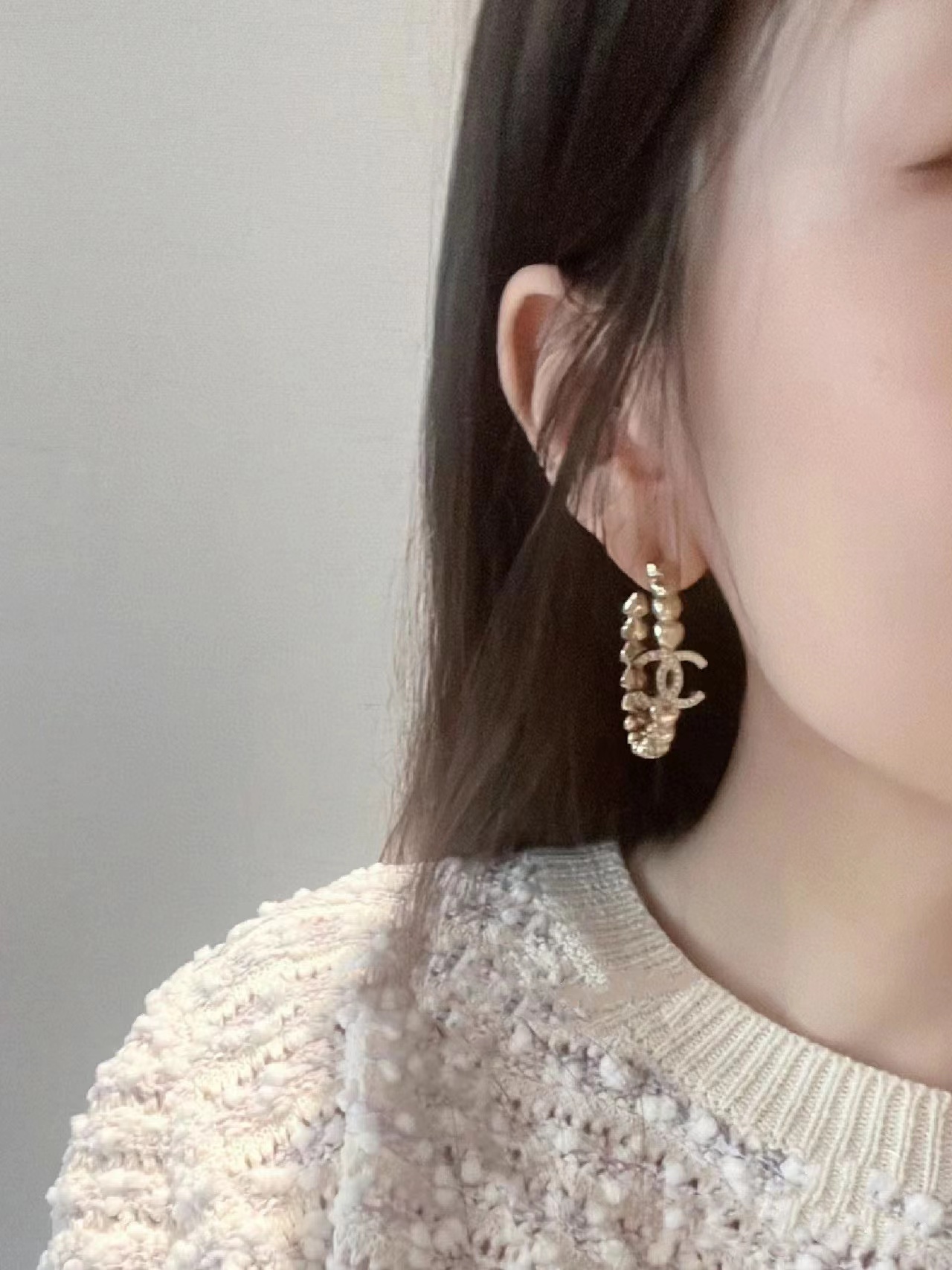 CHANE1 ハートセット ダイヤモンド ダブル C イヤリング【50％割引+送料無料】