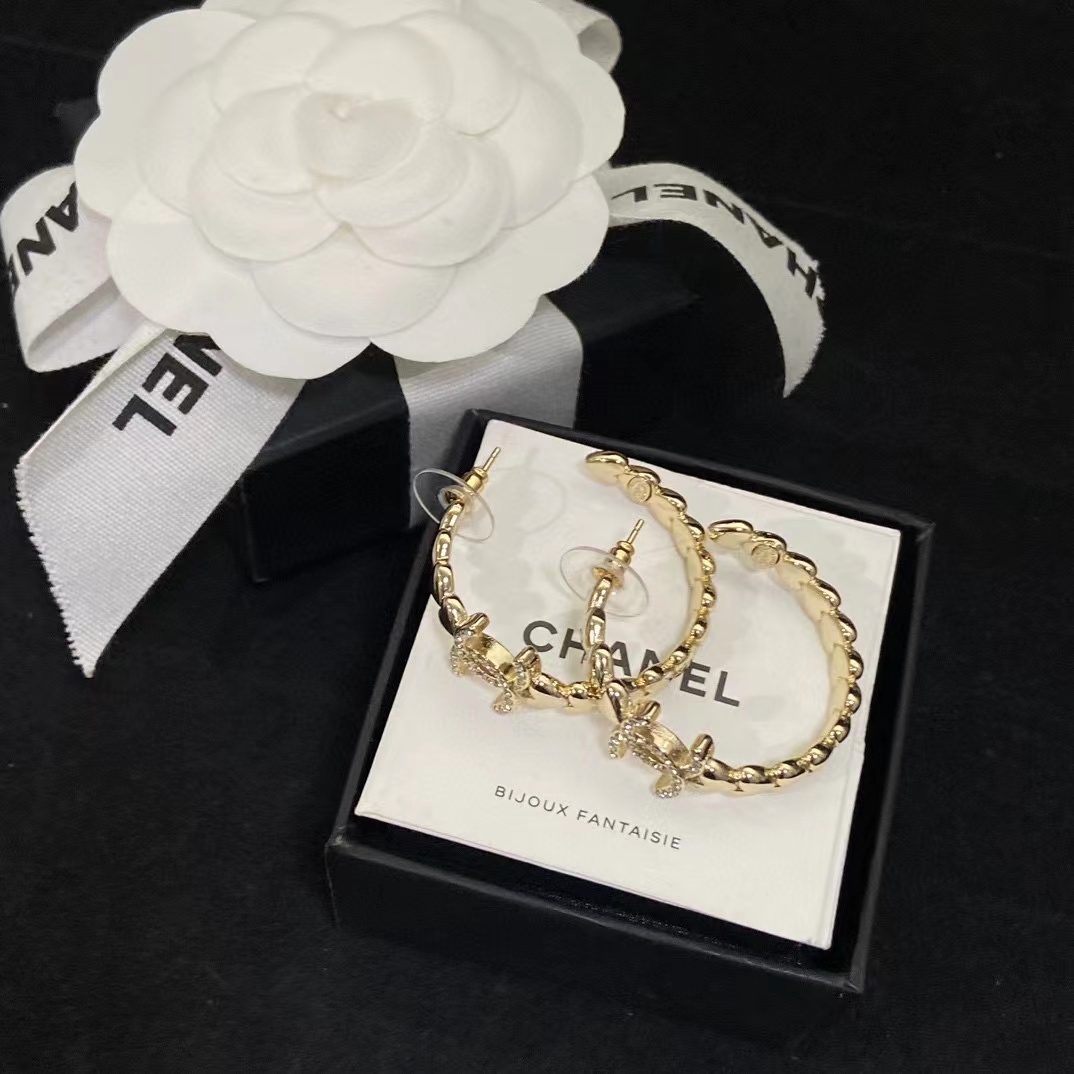 CHANE1 ハートセット ダイヤモンド ダブル C イヤリング【50％割引+送料無料】