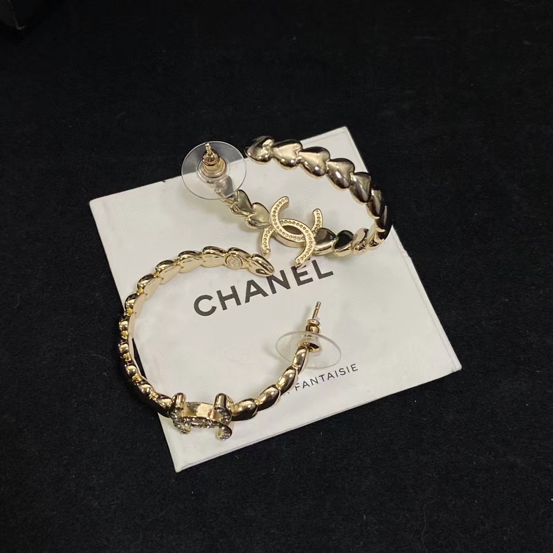 CHANE1 ハートセット ダイヤモンド ダブル C イヤリング【50％割引+送料無料】