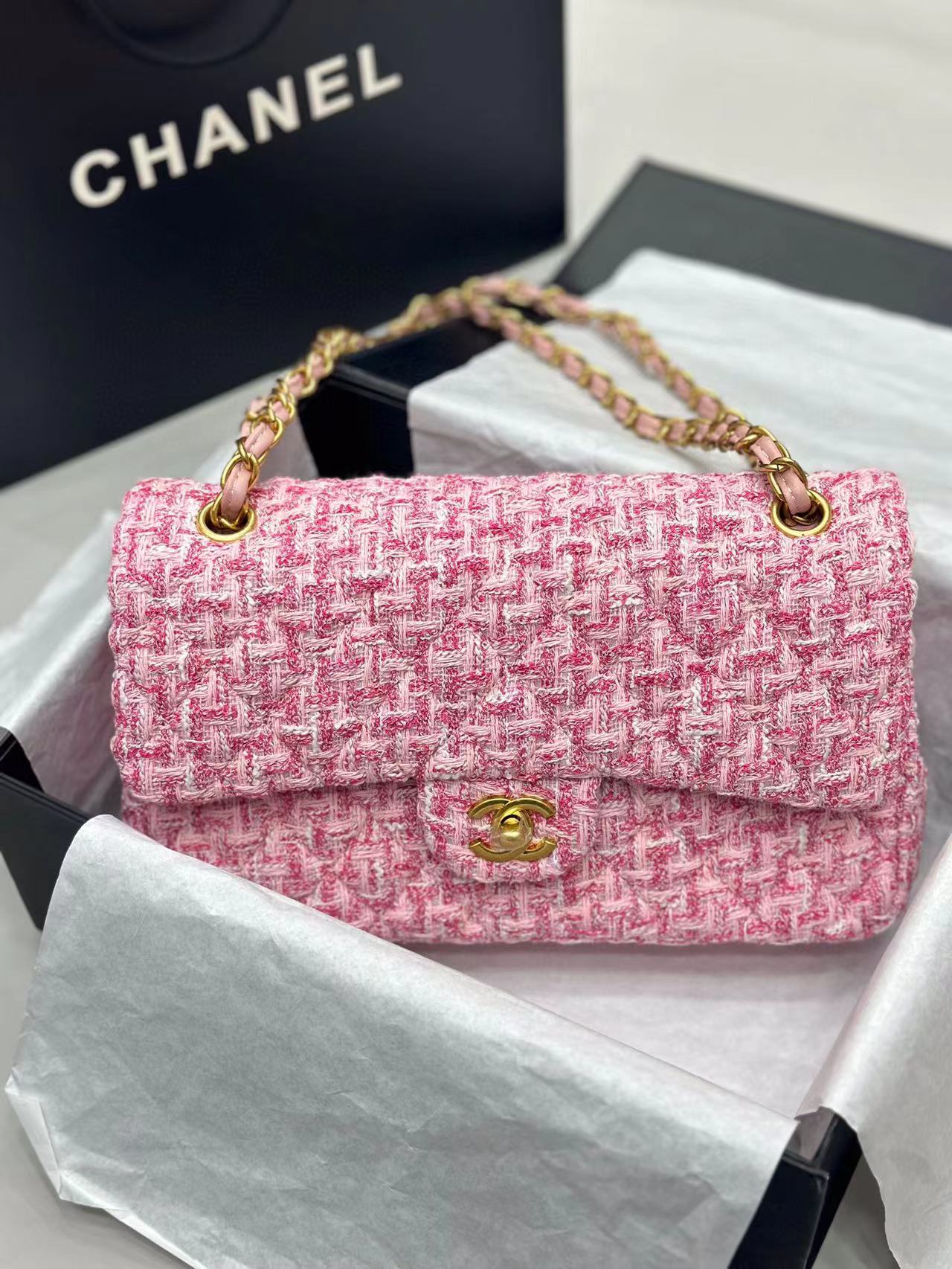 CHANE1 ダブル C ロゴ ウール チェーン ショルダー クロスボディ バッグ【50％割引+送料無料】