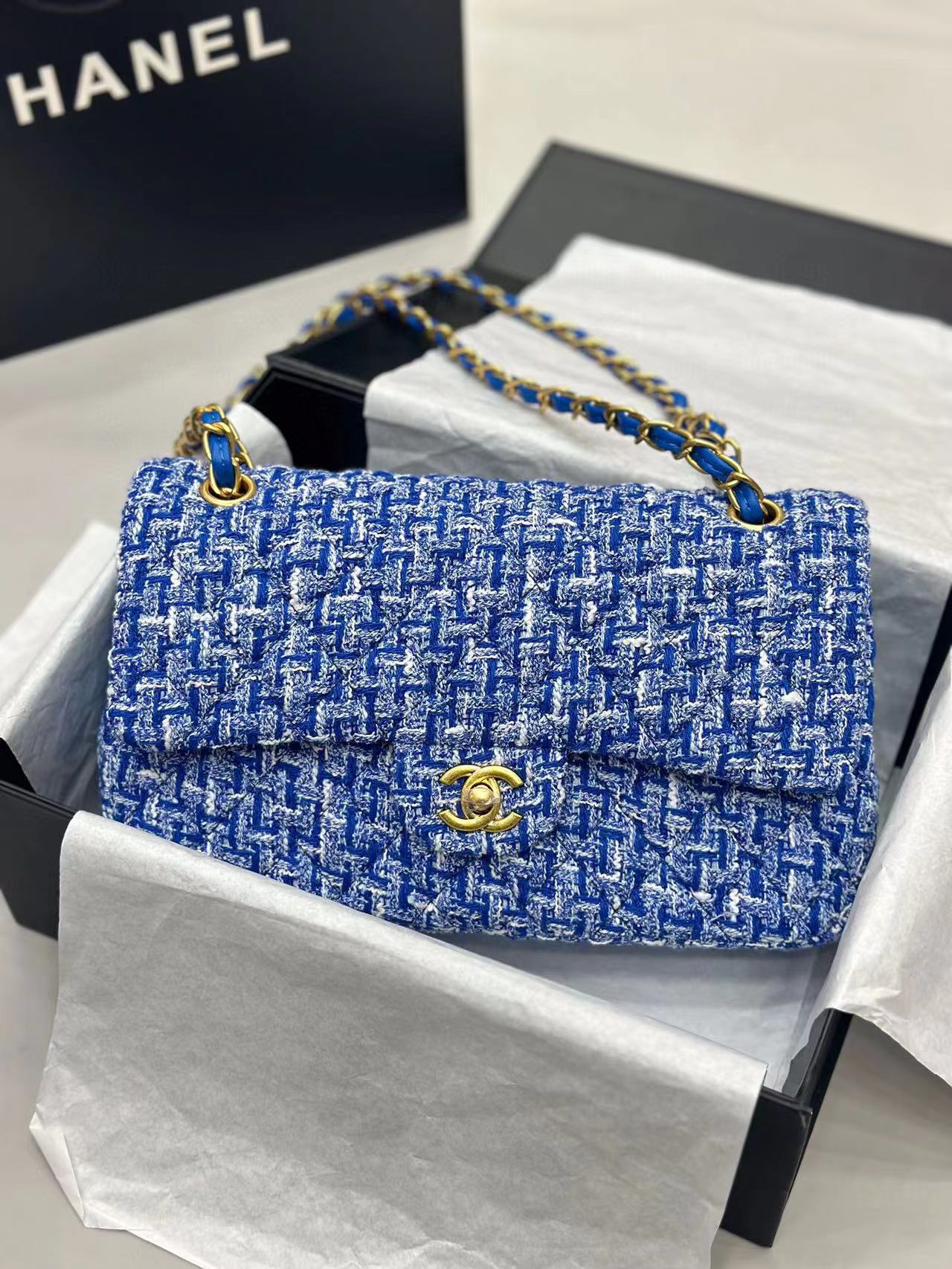 CHANE1 ダブル C ロゴ ウール チェーン ショルダー クロスボディ バッグ【50％割引+送料無料】