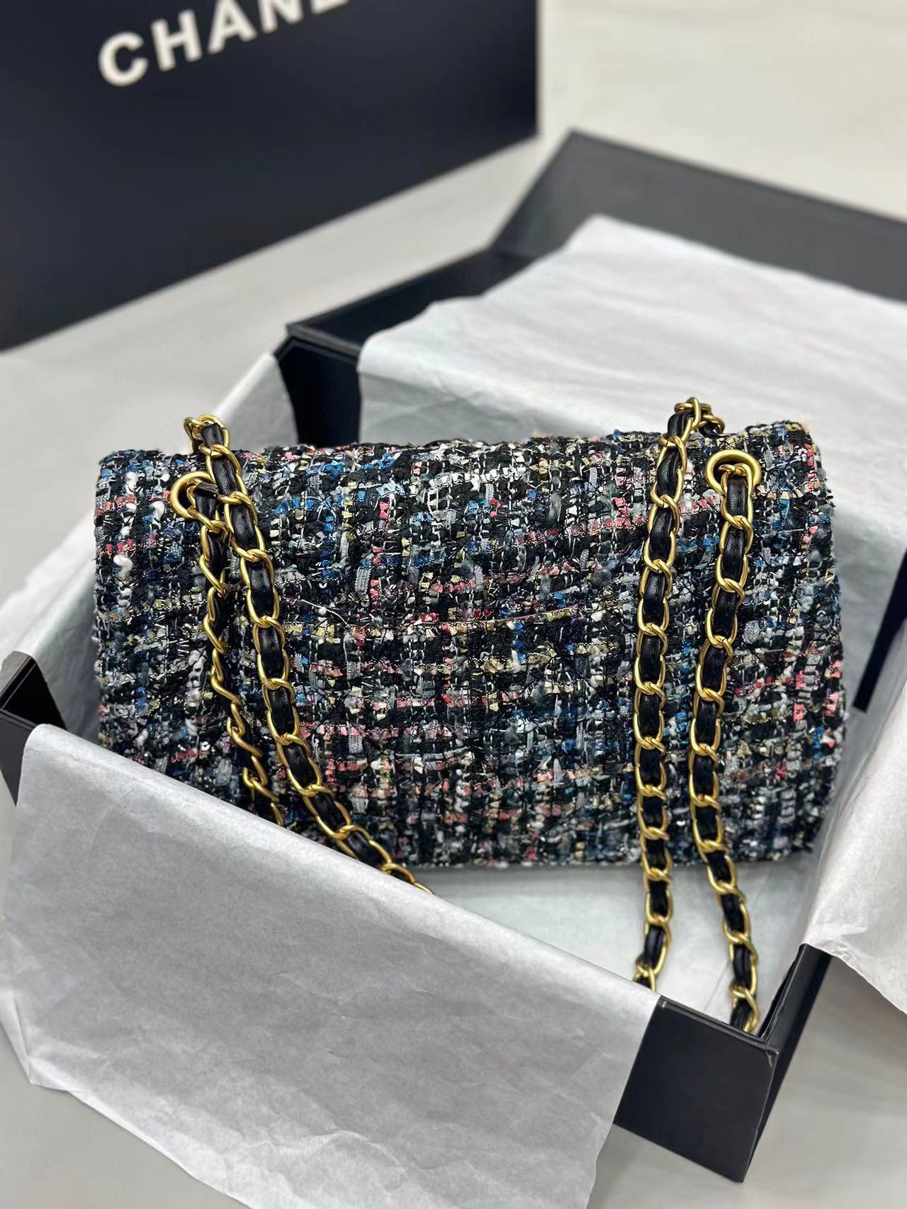 CHANE1 ダブル C ロゴ ウール チェーン ショルダー クロスボディ バッグ【50％割引+送料無料】