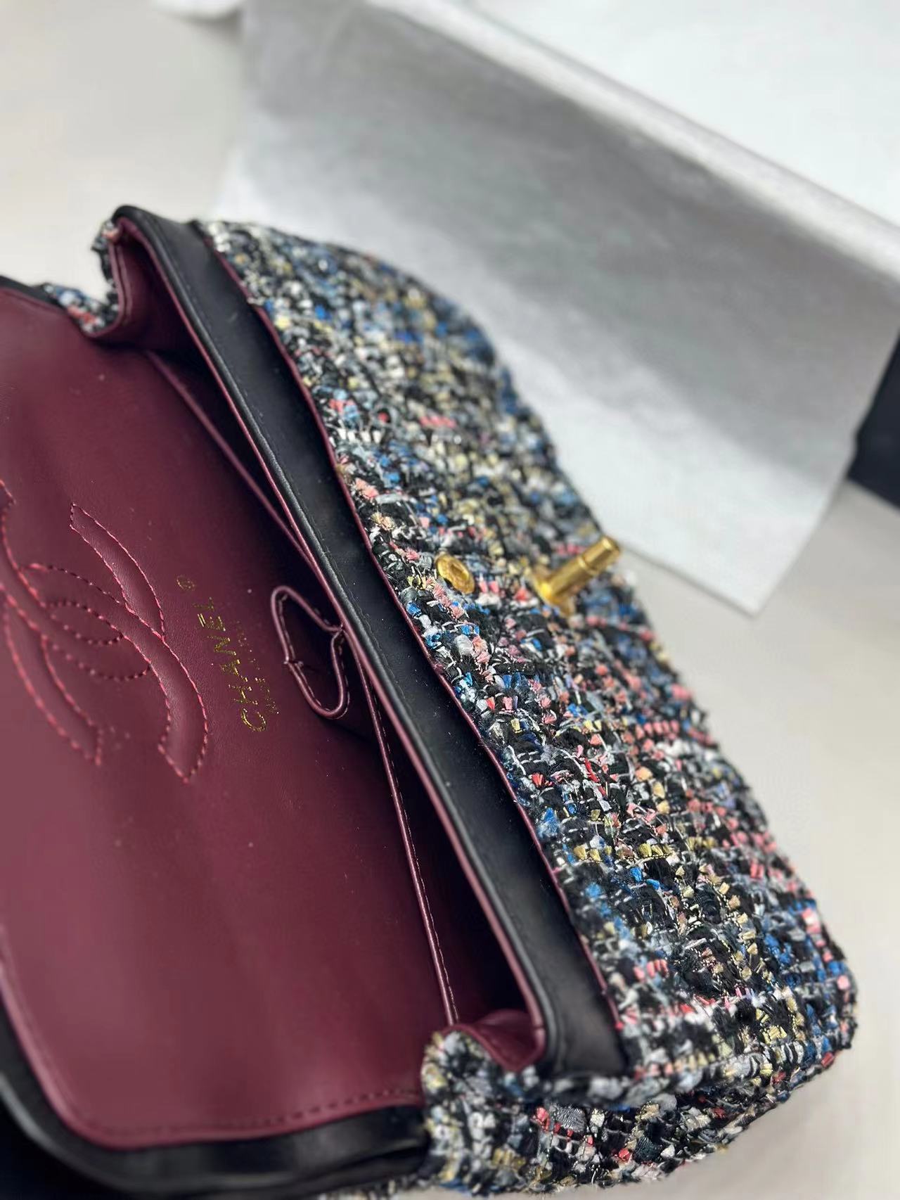 CHANE1 ダブル C ロゴ ウール チェーン ショルダー クロスボディ バッグ【50％割引+送料無料】