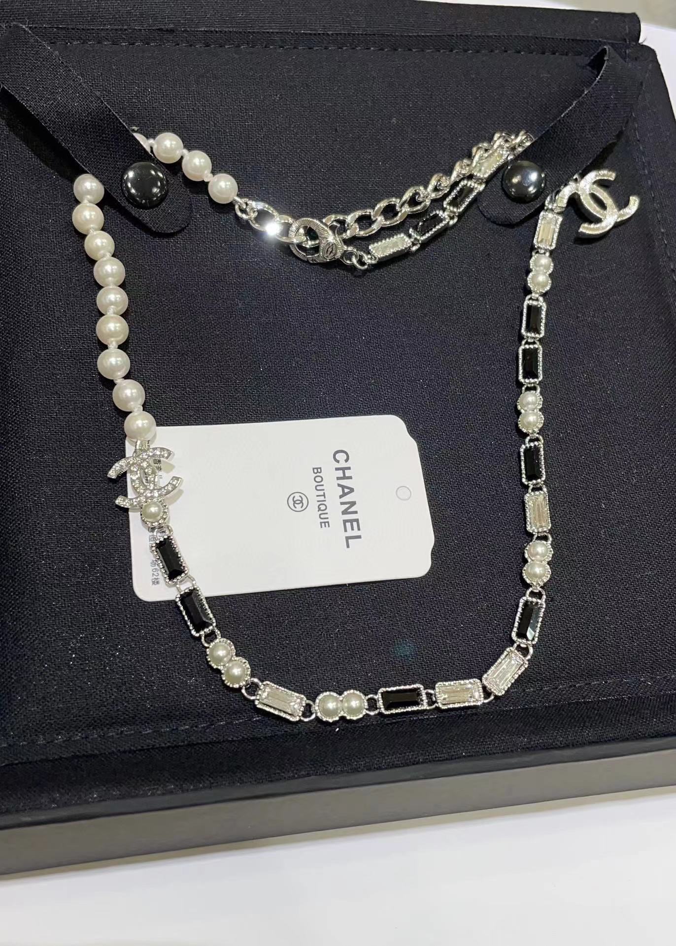 CHANE1 スクエア ダイヤモンド パール イヤリング + ネックレス 2点セット【50％割引+送料無料】