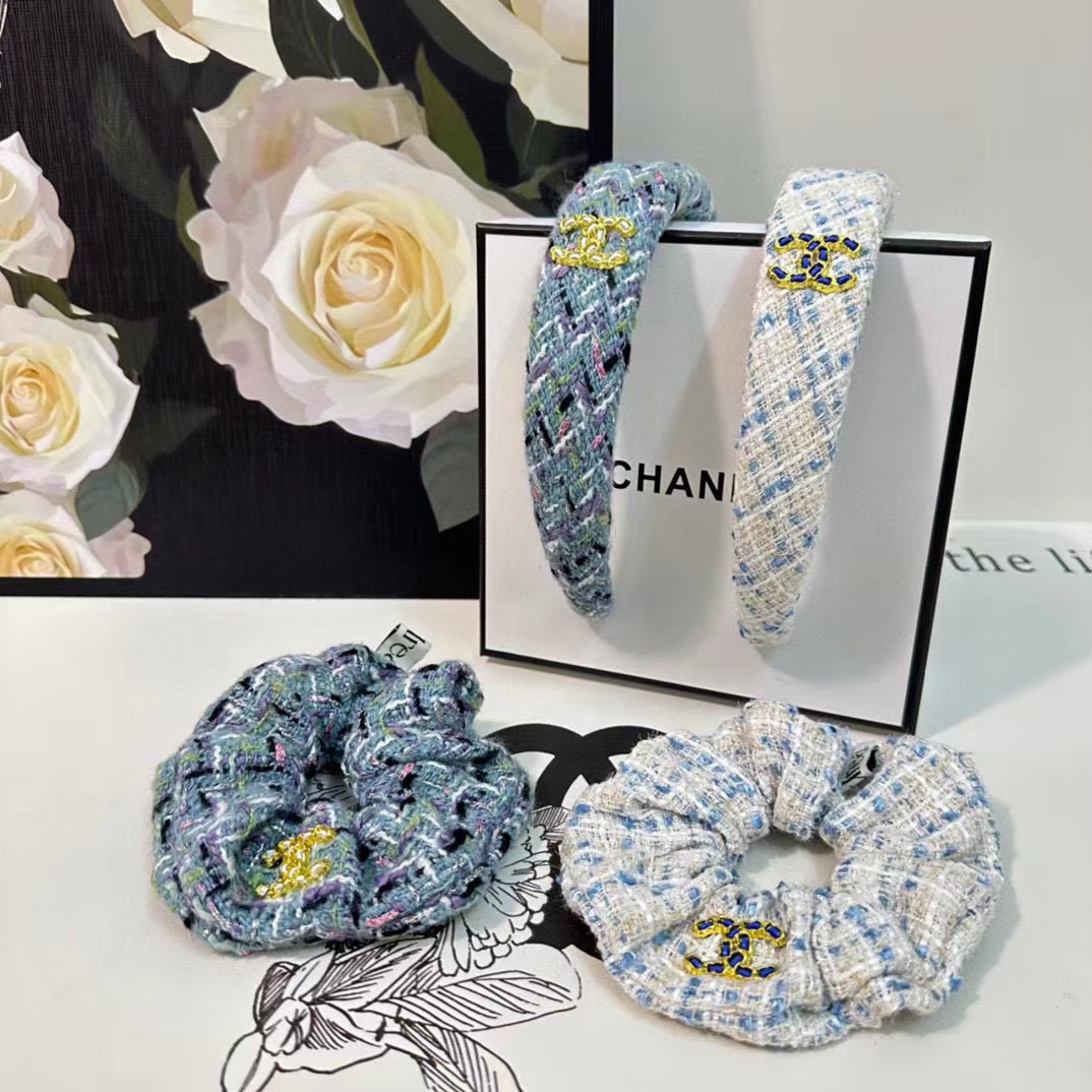 CHANE1 ウールロゴカチューシャ+ヘアゴム2点セット【50％割引+送料無料】