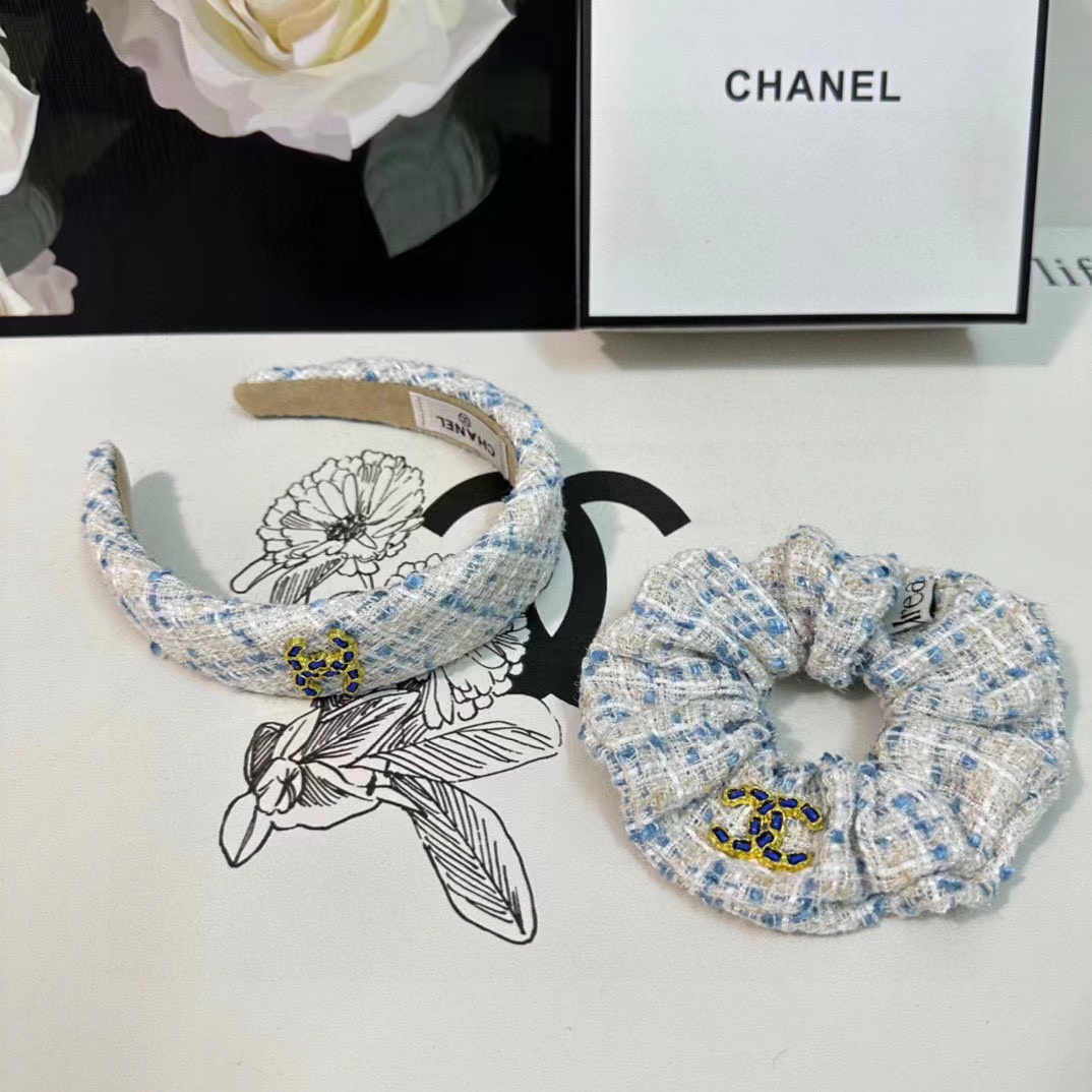 CHANE1 ウールロゴカチューシャ+ヘアゴム2点セット【50％割引+送料無料】