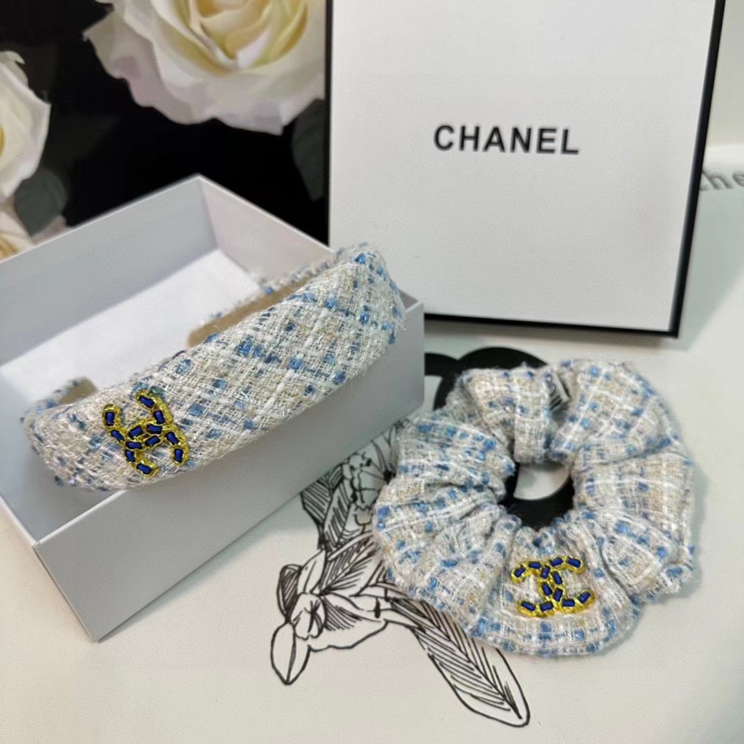 CHANE1 ウールロゴカチューシャ+ヘアゴム2点セット【50％割引+送料無料】