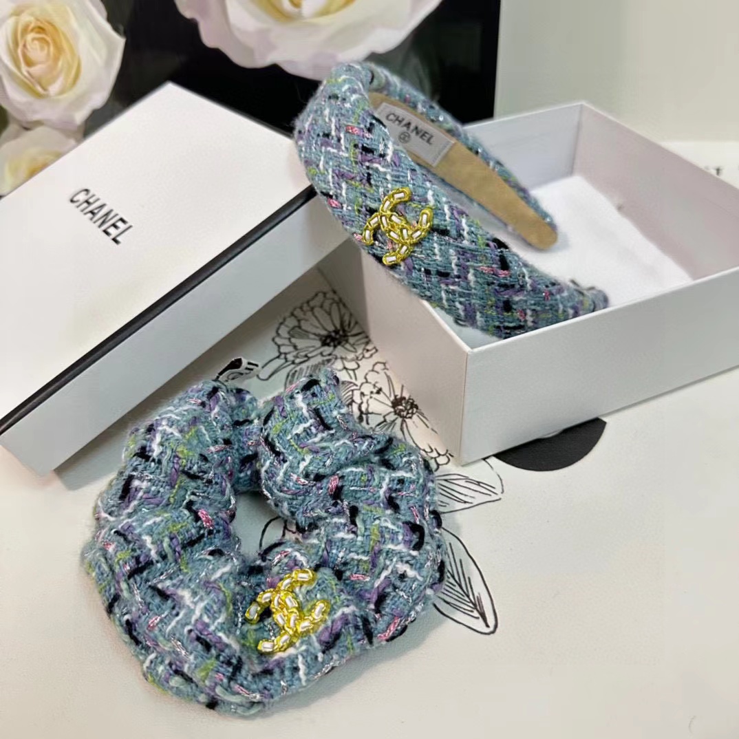 CHANE1 ウールロゴカチューシャ+ヘアゴム2点セット【50％割引+送料無料】