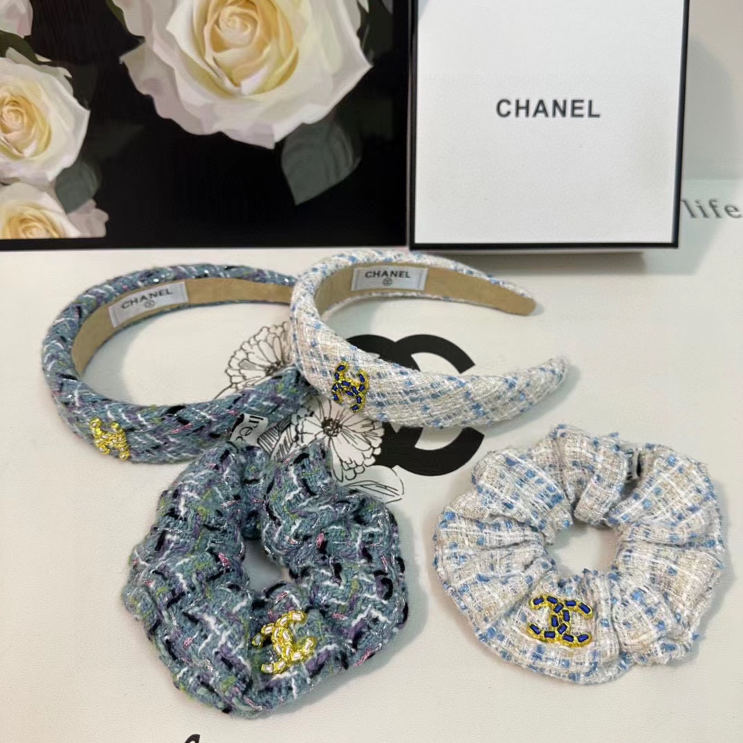 CHANE1 ウールロゴカチューシャ+ヘアゴム2点セット【50％割引+送料無料】