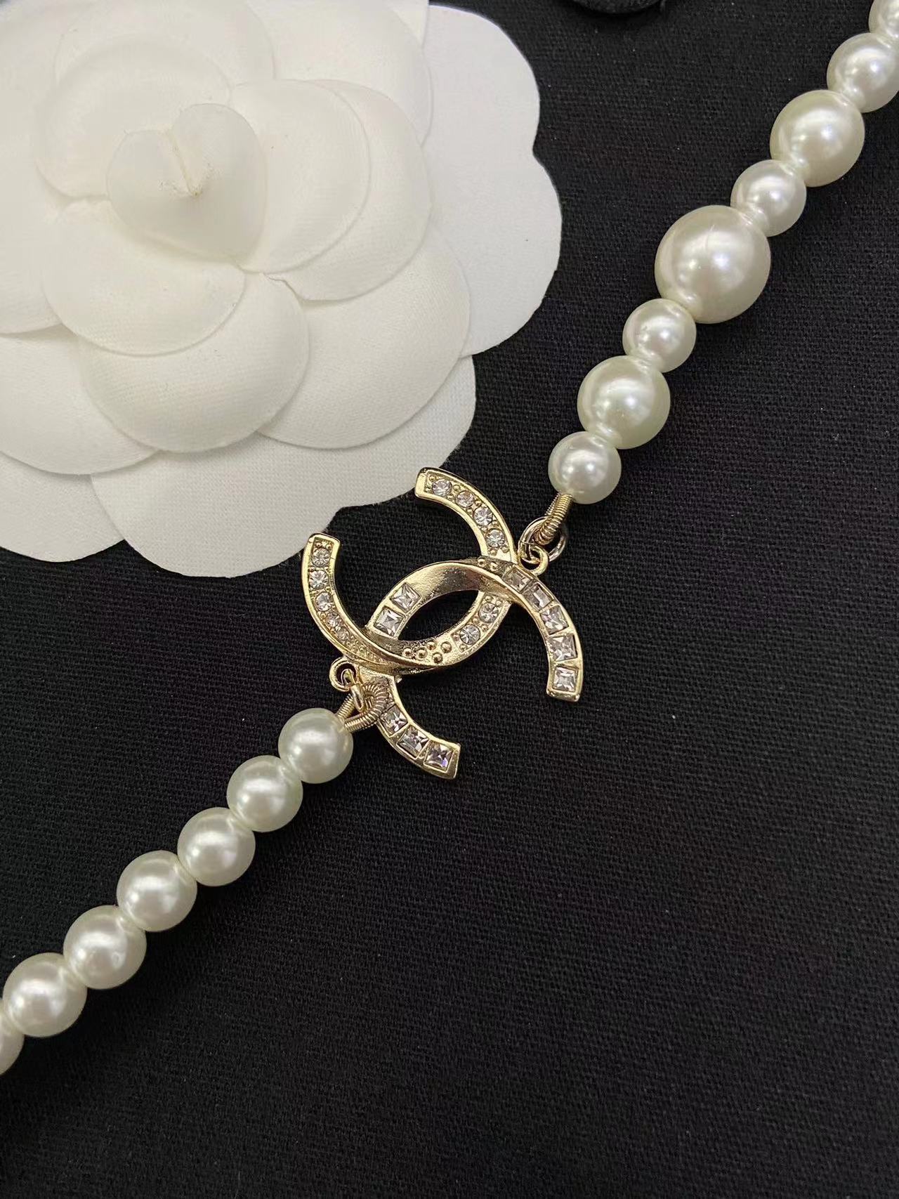 CHANE1 ダブル C パール セーター ネックレス【50％割引+送料無料】