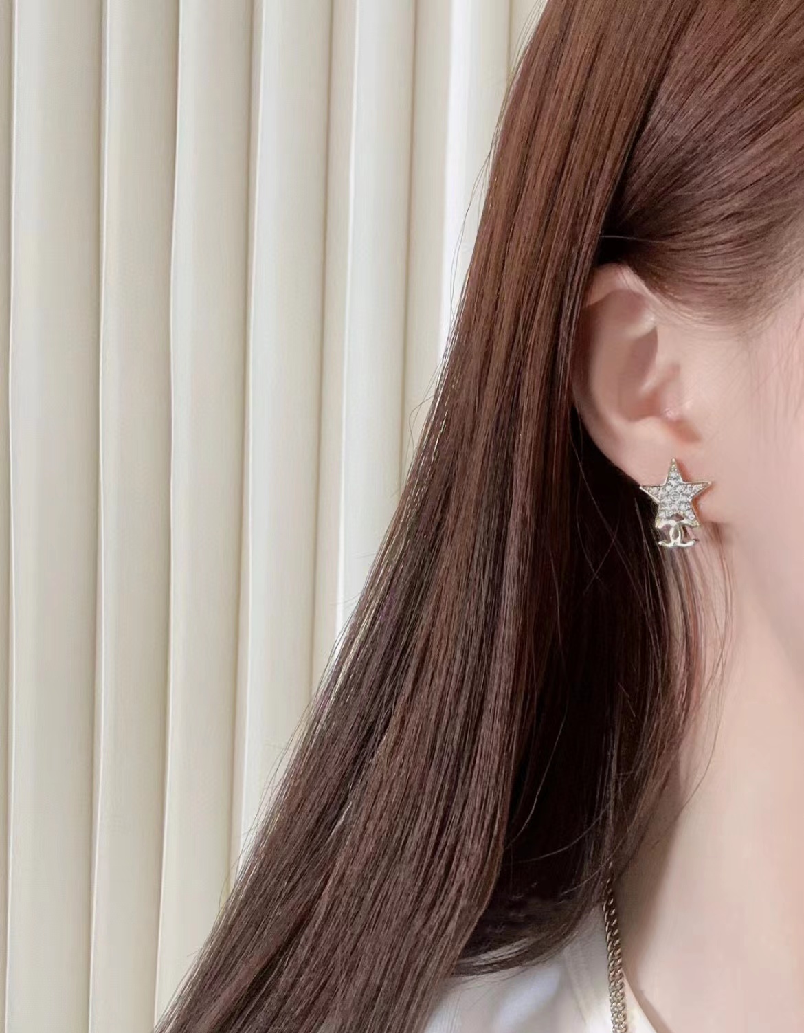 CHANE1 五芒星ダイヤモンド イヤリング+ネックレス 2点セット【50％割引+送料無料】