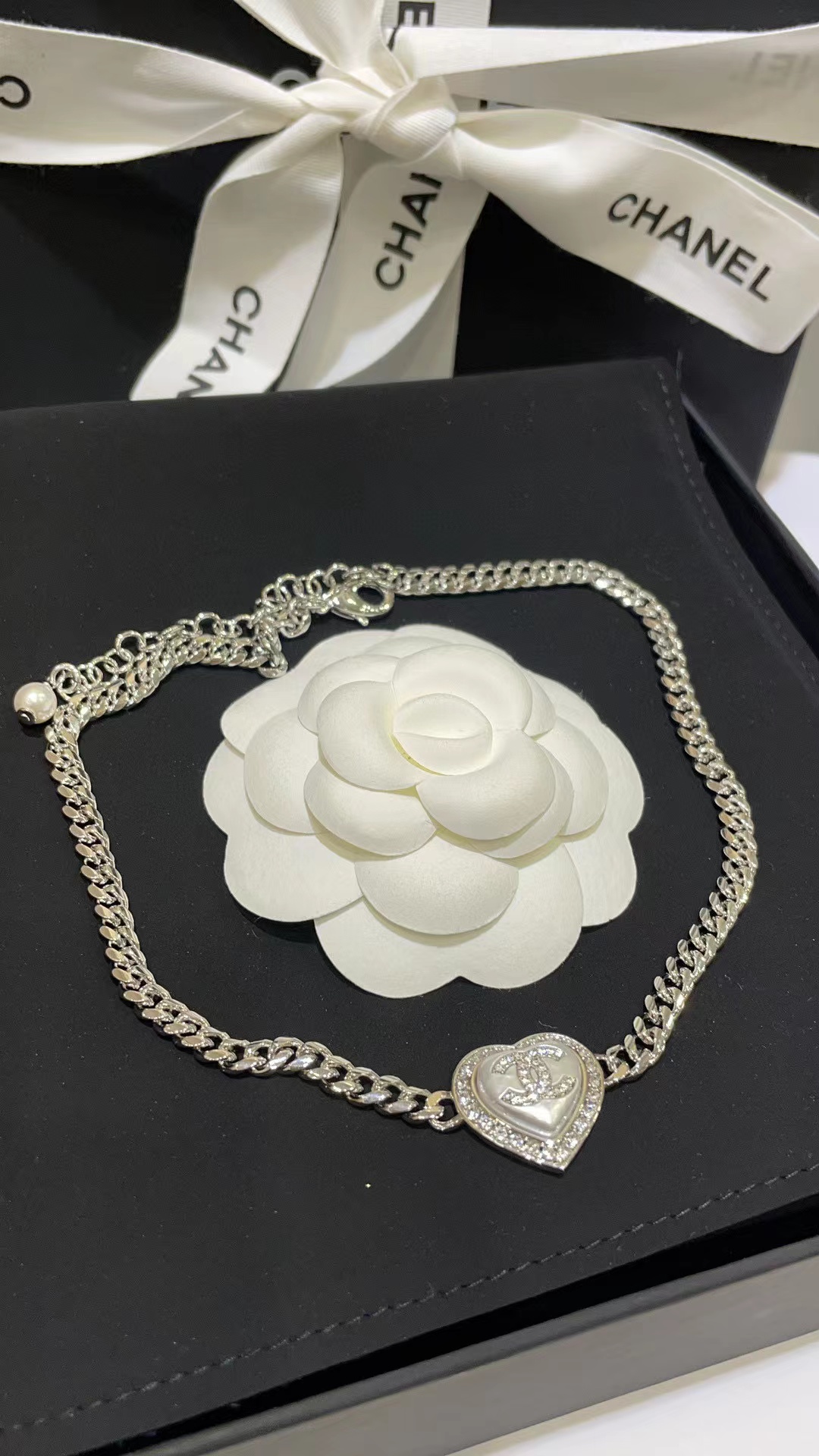 CHANE1 ハートフルダイヤモンド ダブルC ネックレス【50％割引+送料無料】