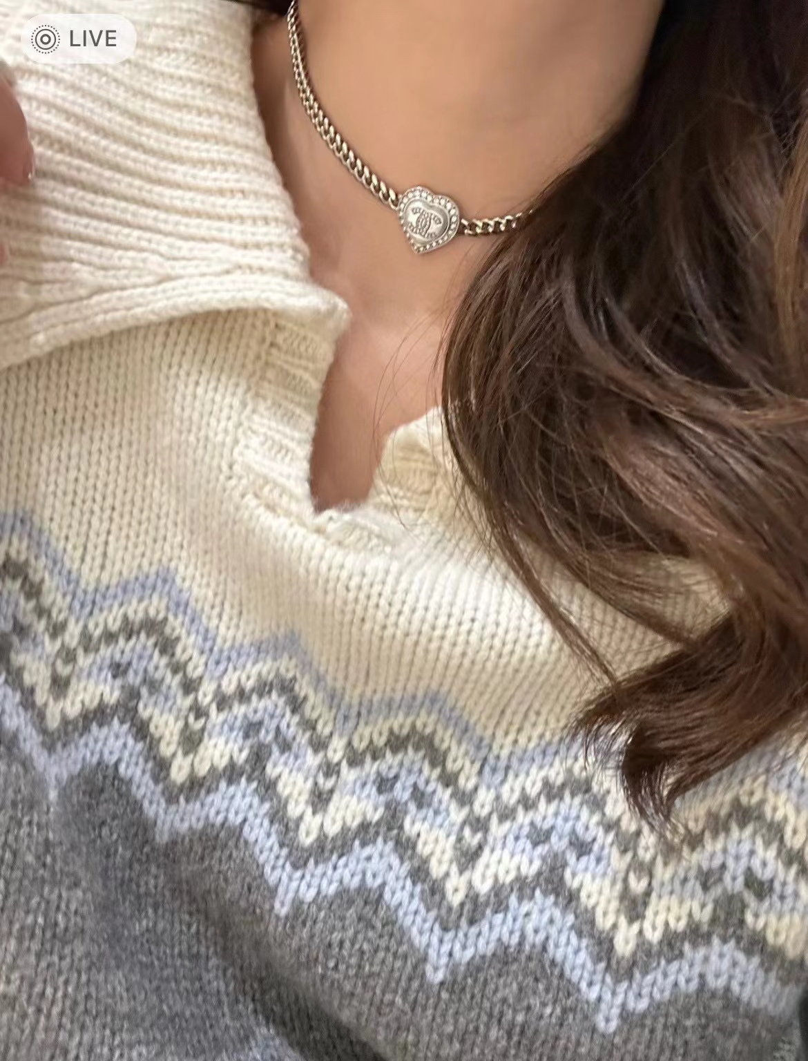 CHANE1 ハートフルダイヤモンド ダブルC ネックレス【50％割引+送料無料】