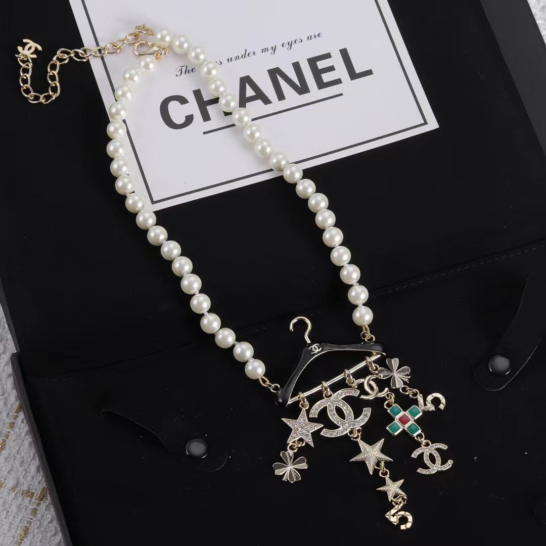 CHANE1 ハンガー ダイヤモンド パール ネックレス【50％割引+送料無料】