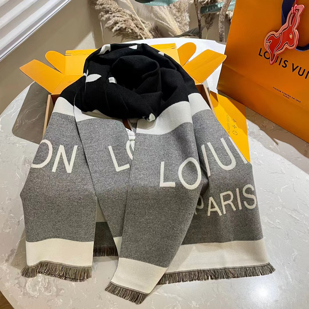 LV カラーブロック カシミア スカーフ【50％割引+送料無料】