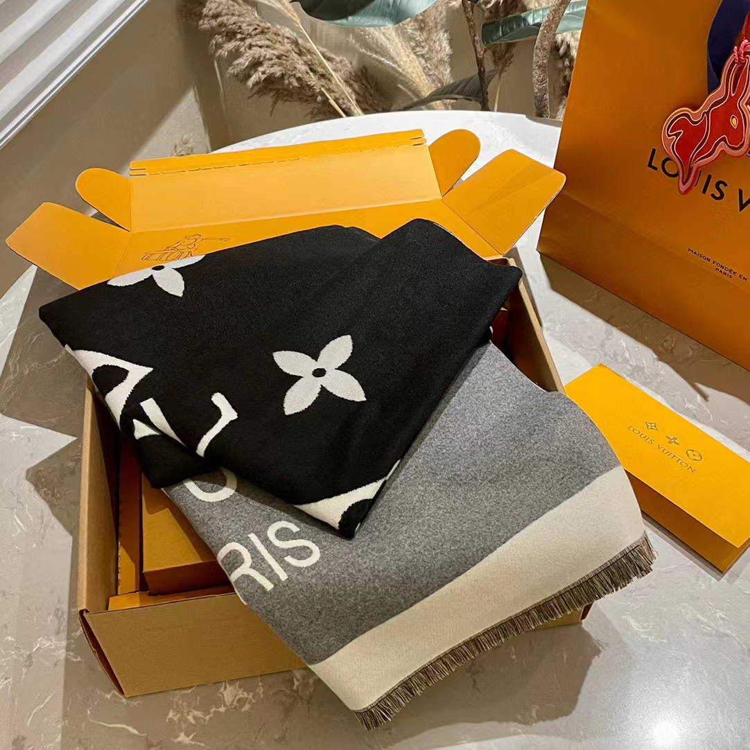 LV カラーブロック カシミア スカーフ【50％割引+送料無料】