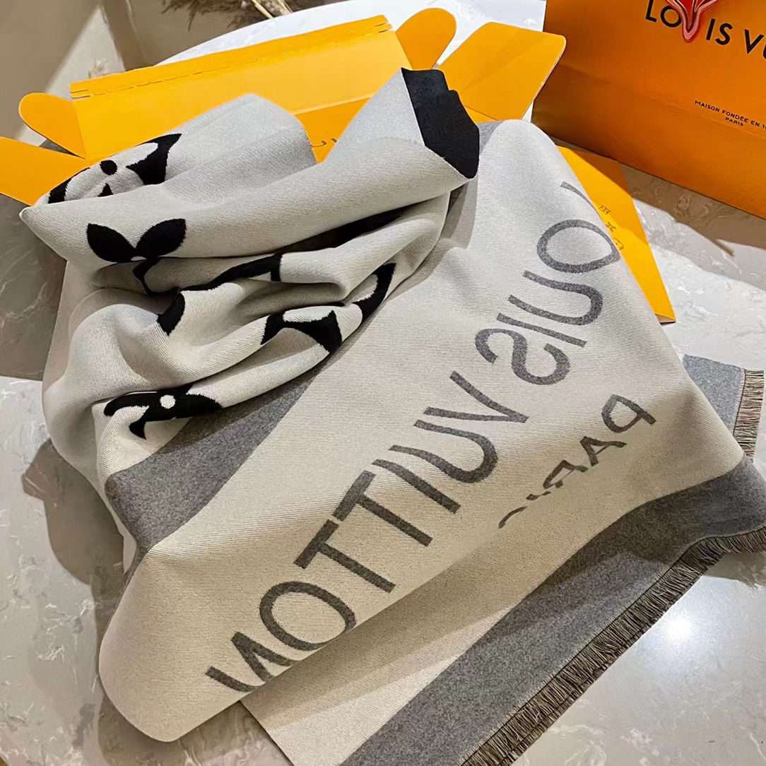 LV カラーブロック カシミア スカーフ【50％割引+送料無料】