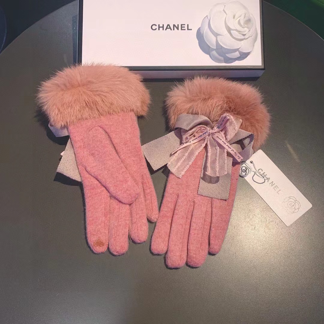CHANE1 ラビットファーリボングローブ【50％割引+送料無料】