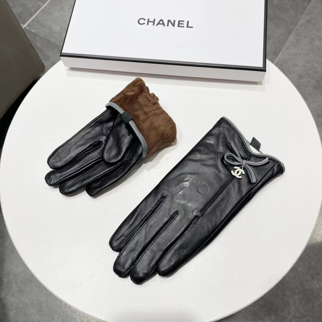 CHANE1 シンプルなレースアップ ダブル C プラス ベルベット シープスキン グローブ【50％割引+送料無料】