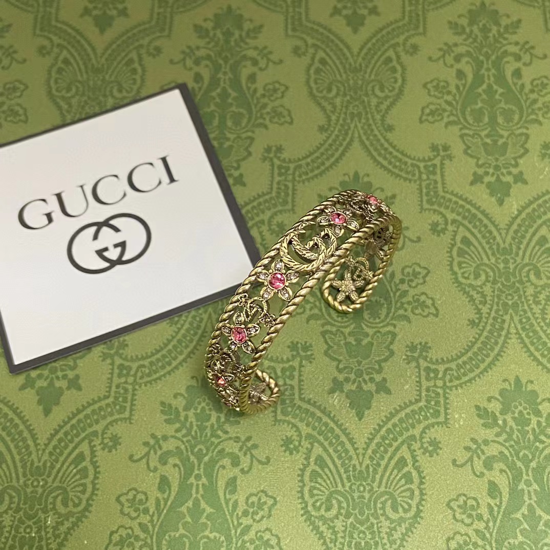 GUCC1 ダブルC フラワー ブレスレット【50％割引+送料無料】