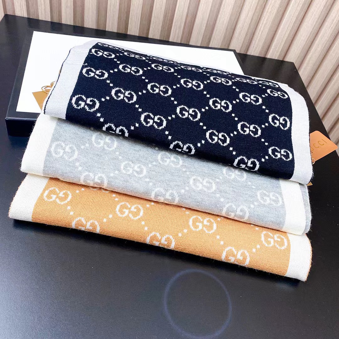GUCC1 ジャガードカシミヤスカーフ【50％割引+送料無料】