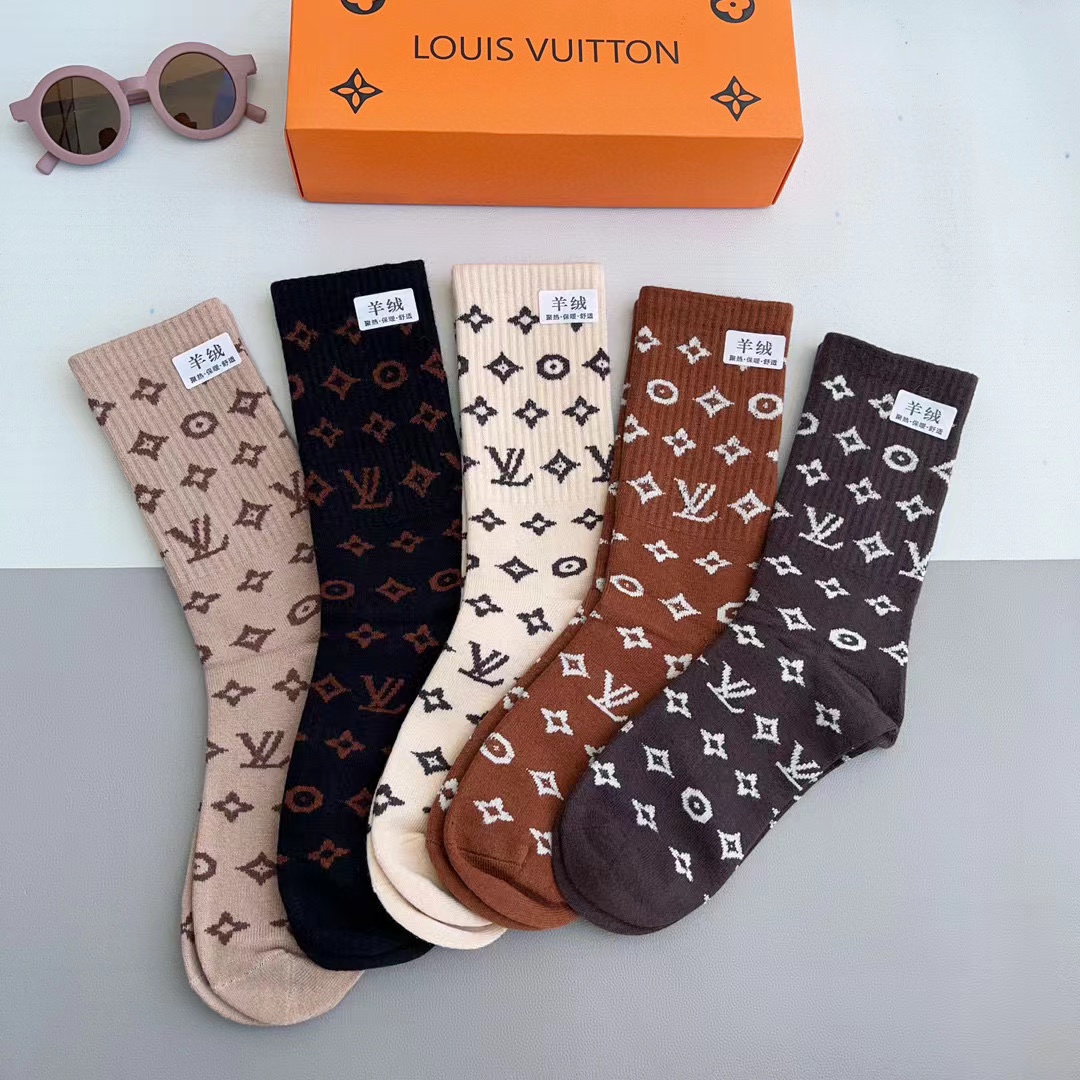LV プリント カシミア ソックス【50％割引+送料無料】
