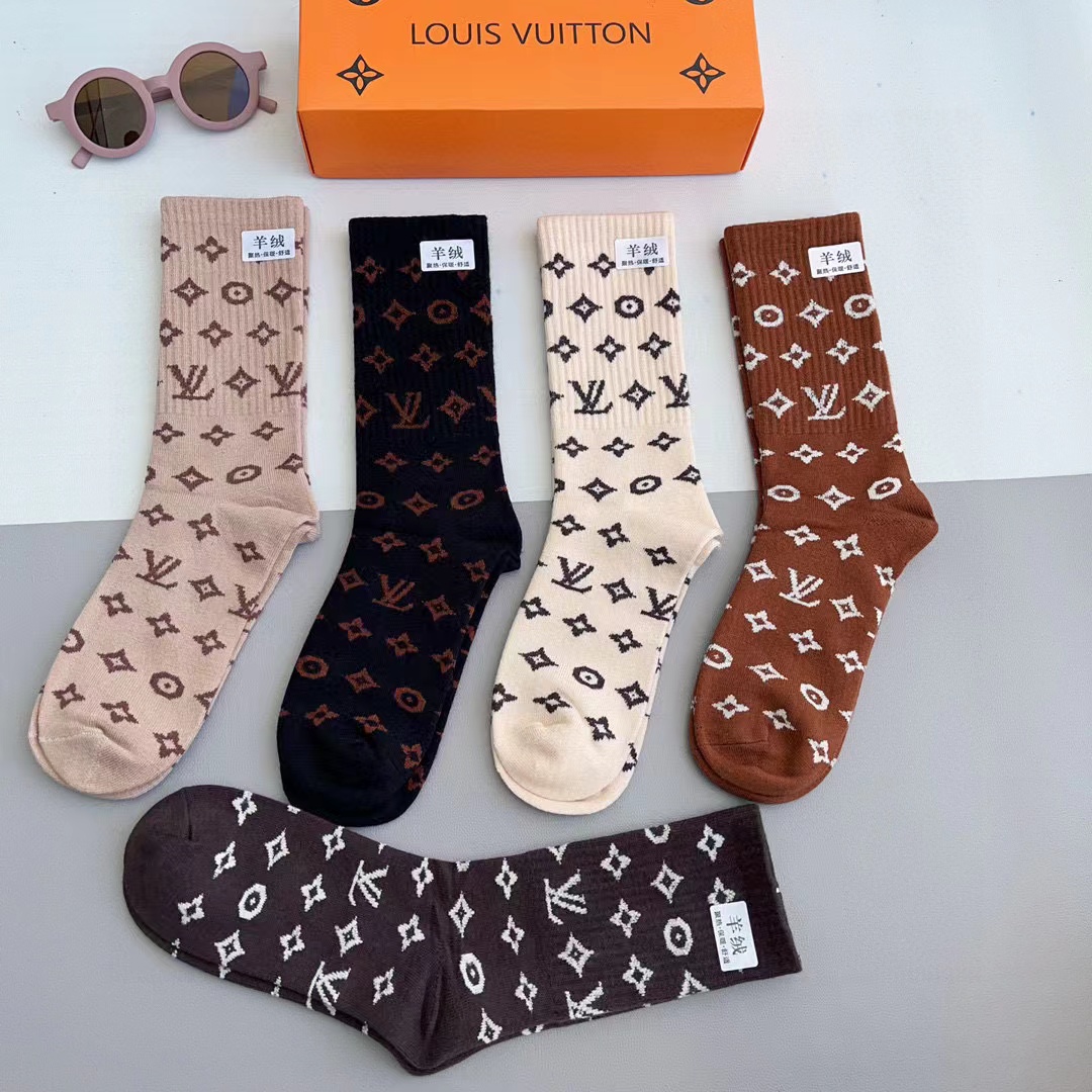 LV プリント カシミア ソックス【50％割引+送料無料】