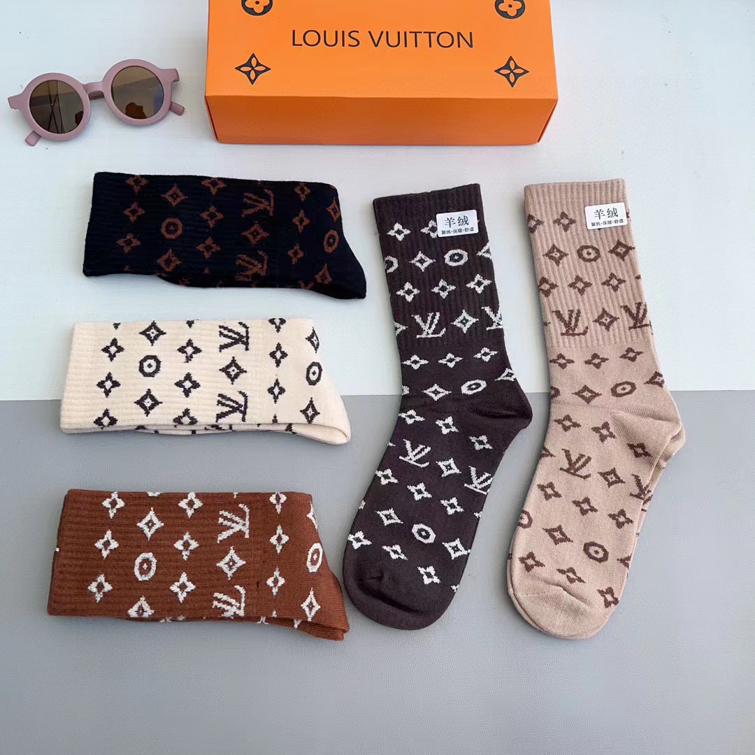 LV プリント カシミア ソックス【50％割引+送料無料】