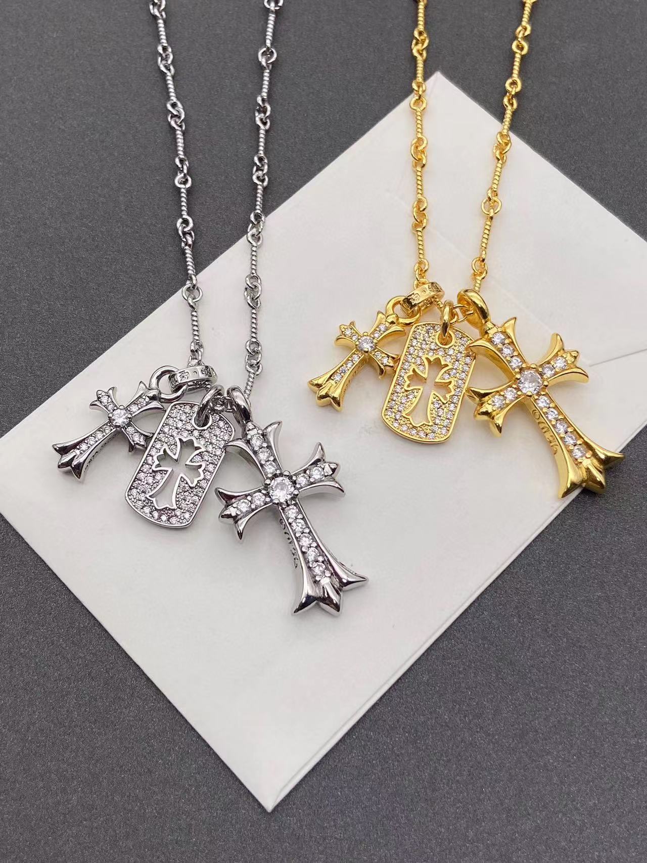 Chr0me Heartsクラシックなダイヤモンドクロスネックレス【 50％割引+送料無料】