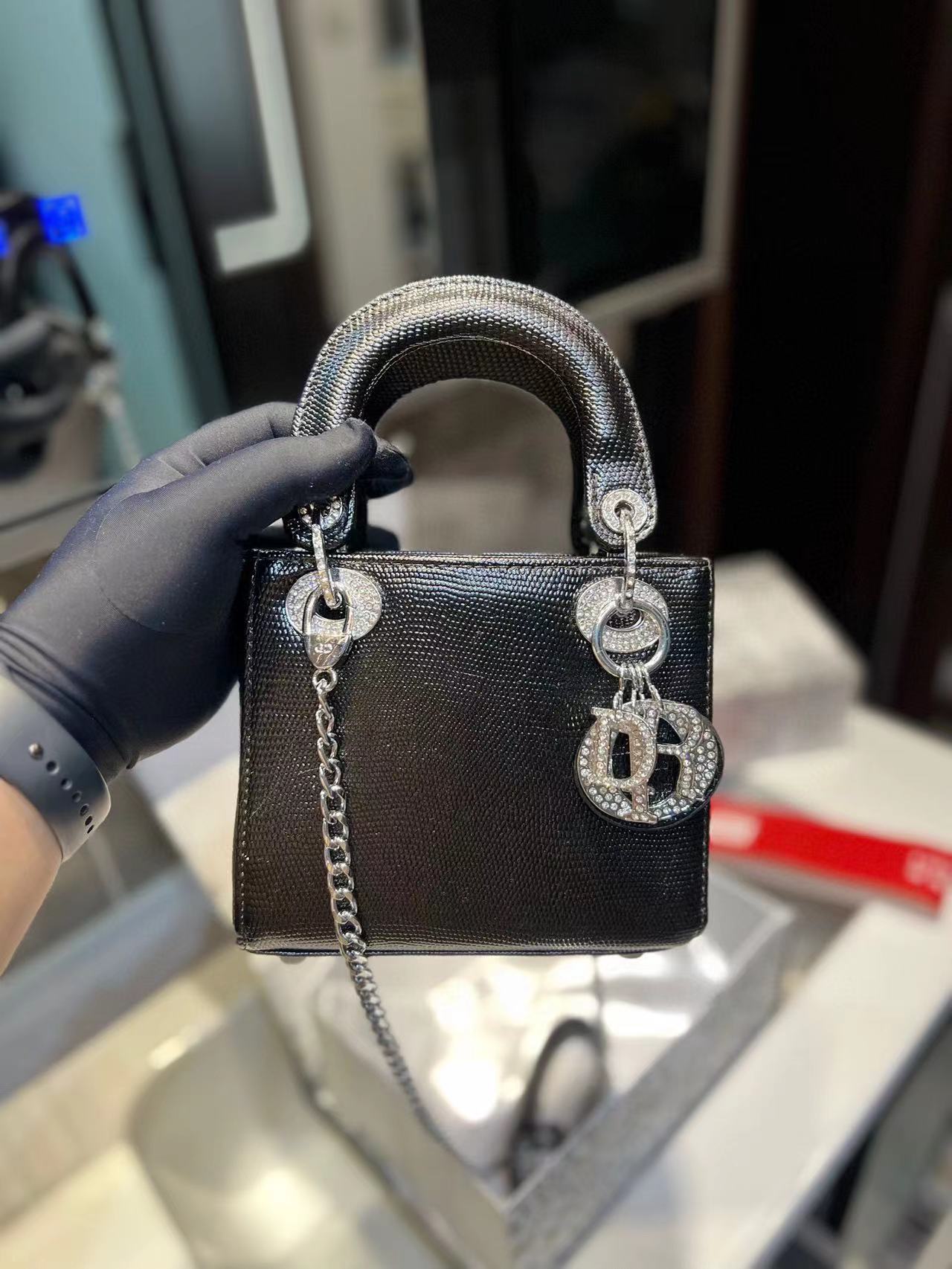 DI0R lady ダイヤモンドバックルハンドバッグ 【50％割引+送料無料】