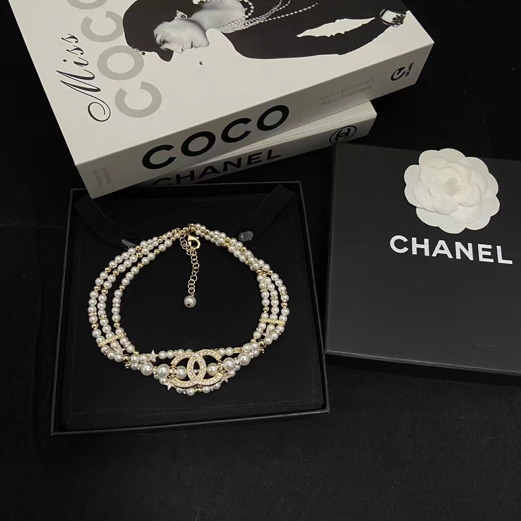 CHANE1 パールとダイヤモンドのショートネックレス【50％割引+送料無料】