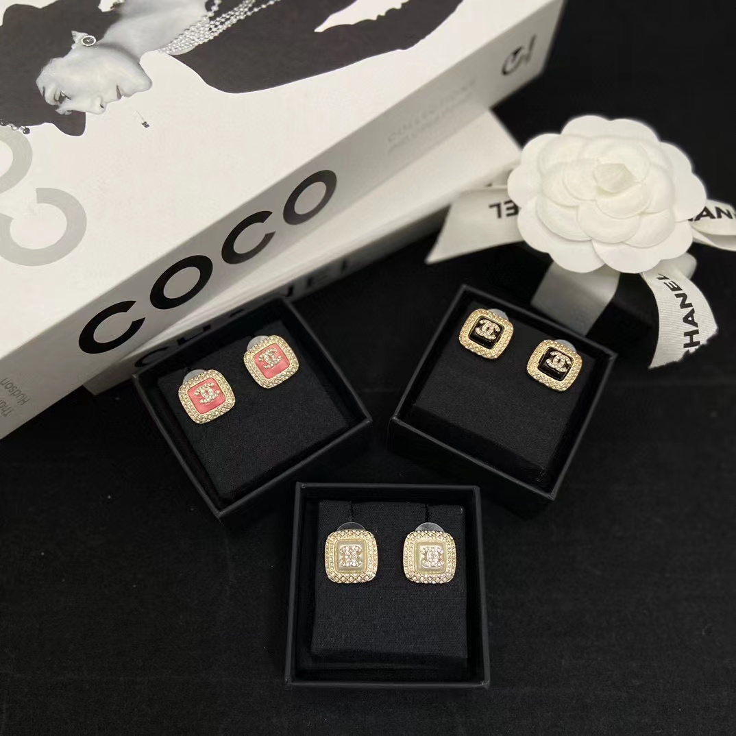 CHANE1 ダブルC スクエア イヤリング【50％割引+送料無料】