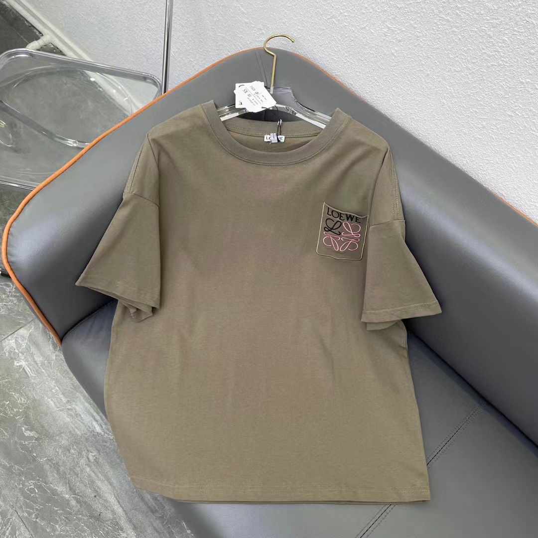 L0WEW シンプルポケットレター刺繍Tシャツ【50％割引+送料無料】