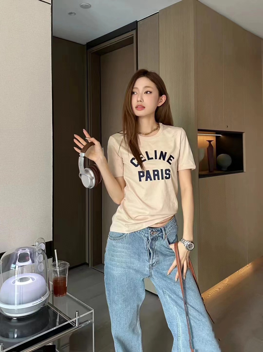 CEL1NE クラシックレター刺繍Tシャツ【50％割引+送料無料】