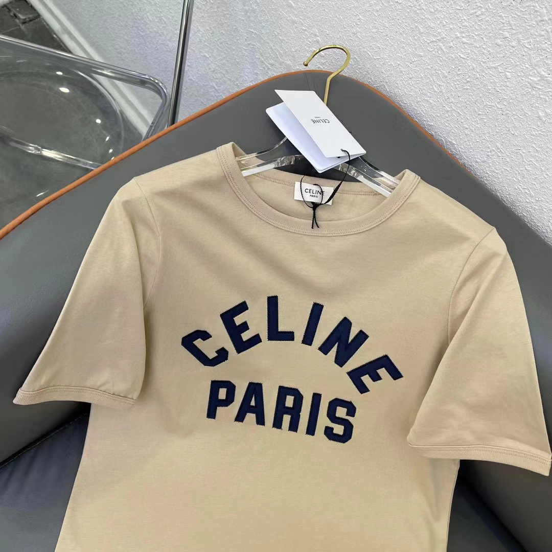 CEL1NE クラシックレター刺繍Tシャツ【50％割引+送料無料】