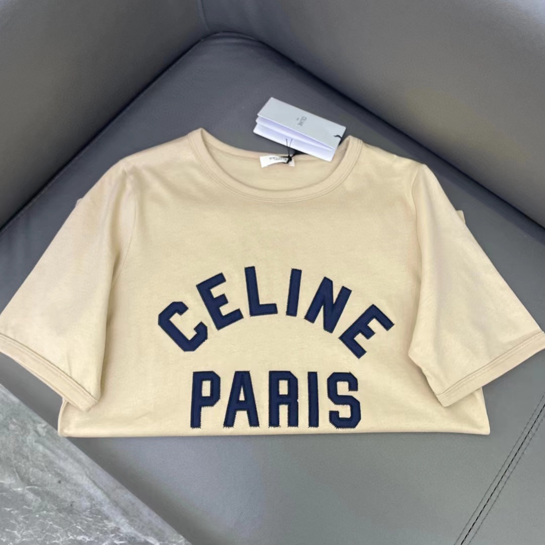 CEL1NE クラシックレター刺繍Tシャツ【50％割引+送料無料】