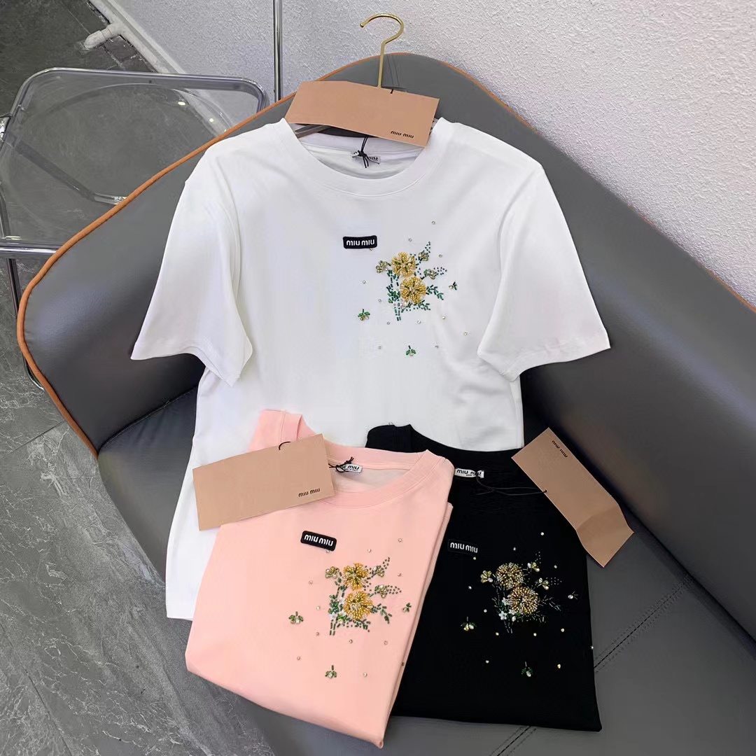 M1UM1U 高品質ビーズ T シャツ【50％割引+送料無料】