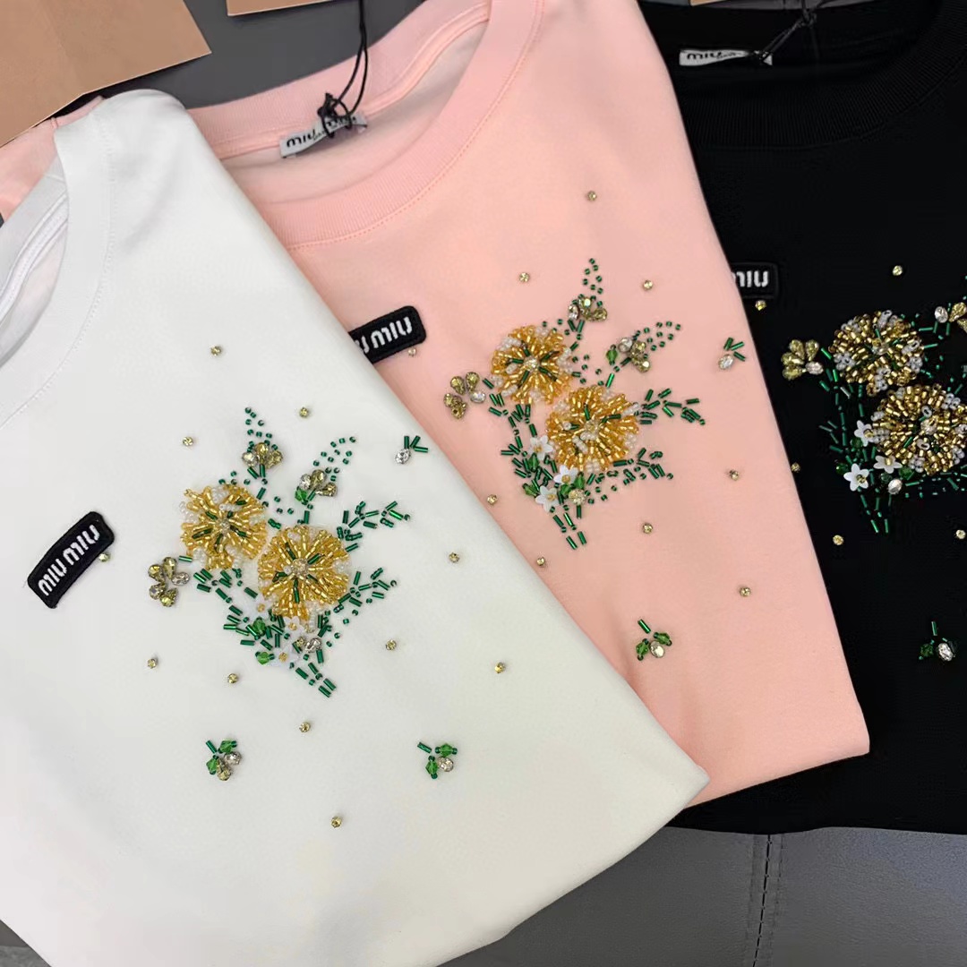 M1UM1U 高品質ビーズ T シャツ【50％割引+送料無料】