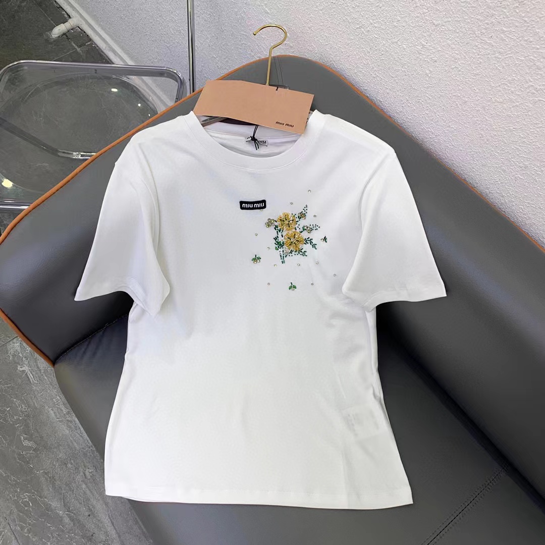 M1UM1U 高品質ビーズ T シャツ【50％割引+送料無料】