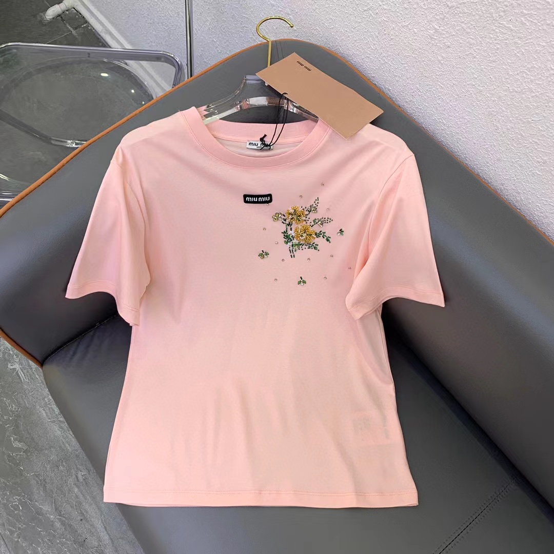 M1UM1U 高品質ビーズ T シャツ【50％割引+送料無料】