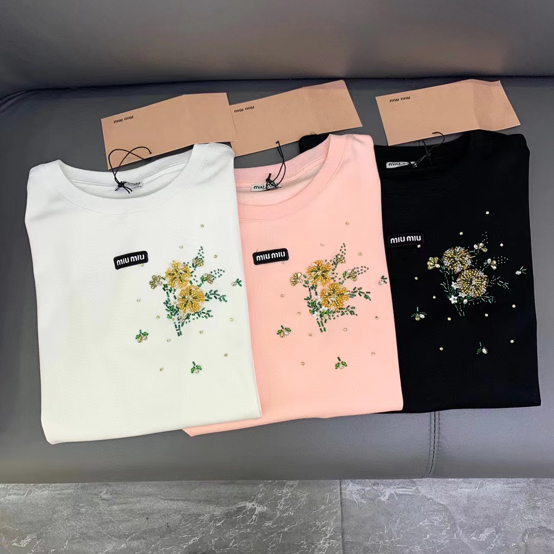 M1UM1U 高品質ビーズ T シャツ【50％割引+送料無料】