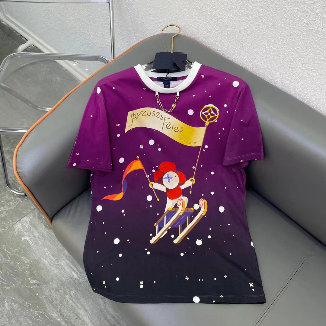 LV グラデーションプリント クルーネック Tシャツ【50%割引+送料無料】